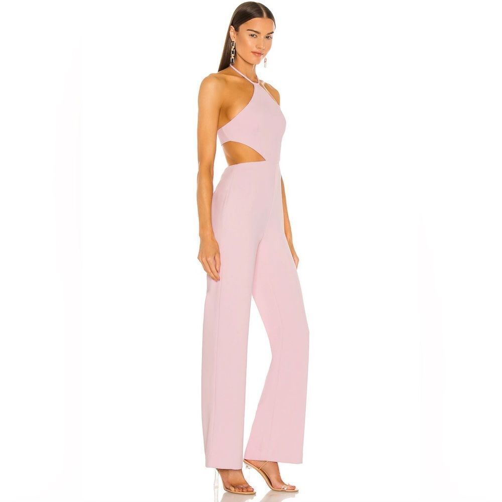 NBD Ronan Jumpsuit in Rose Pink Halter Cut Out Revolve Minimalist M NWT